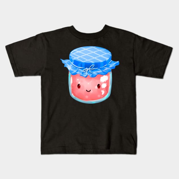 Cute Strawberry Jam Jar Kids T-Shirt by Claire Lin